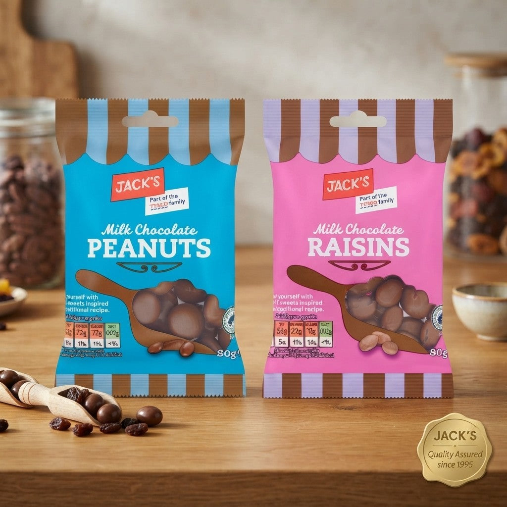 12x 80g Jack's Chocolate Raisins & Peanuts Variety