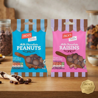12x 80g Jack's Chocolate Raisins & Peanuts Variety
