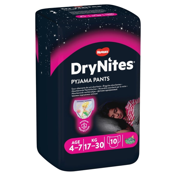 3x 10s Huggies DryNites Bedwetting Pyjama Pants Girl Age 4-7 (17-30kg)