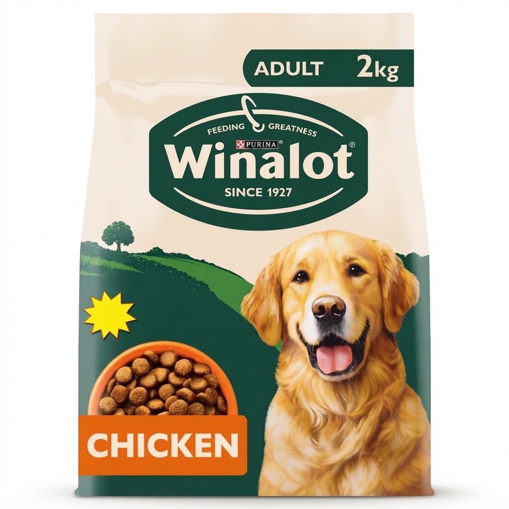 2kg x 1 & 2kg x 4 | WINALOT Chicken Dry Dog Food Complete Adult Pet Nutrition