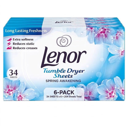 34 Sheets x 8 Lenor Fabric Tumble Dryer Sheets Spring Awakening