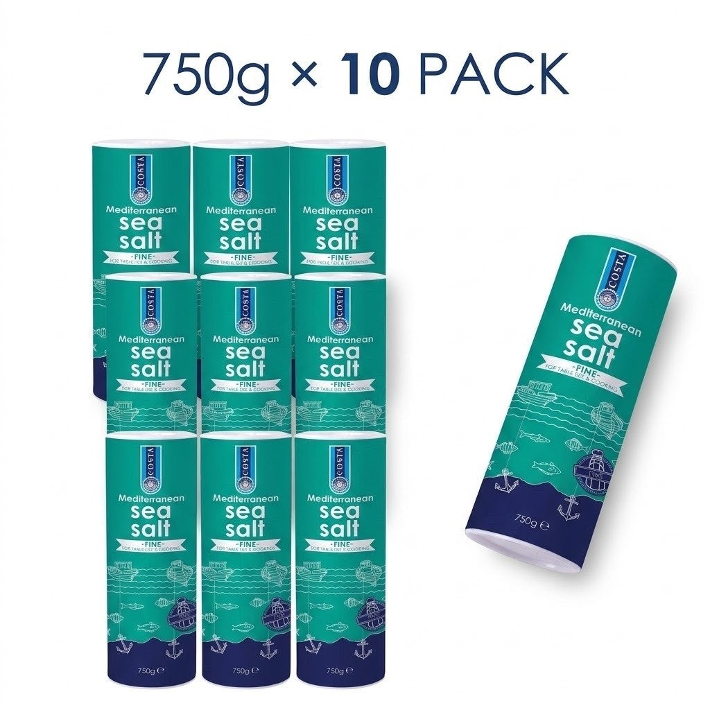 10 x 750g Pack  Costa Fine Sea Salt Natural Mediterranean Cooking Table Seasonin