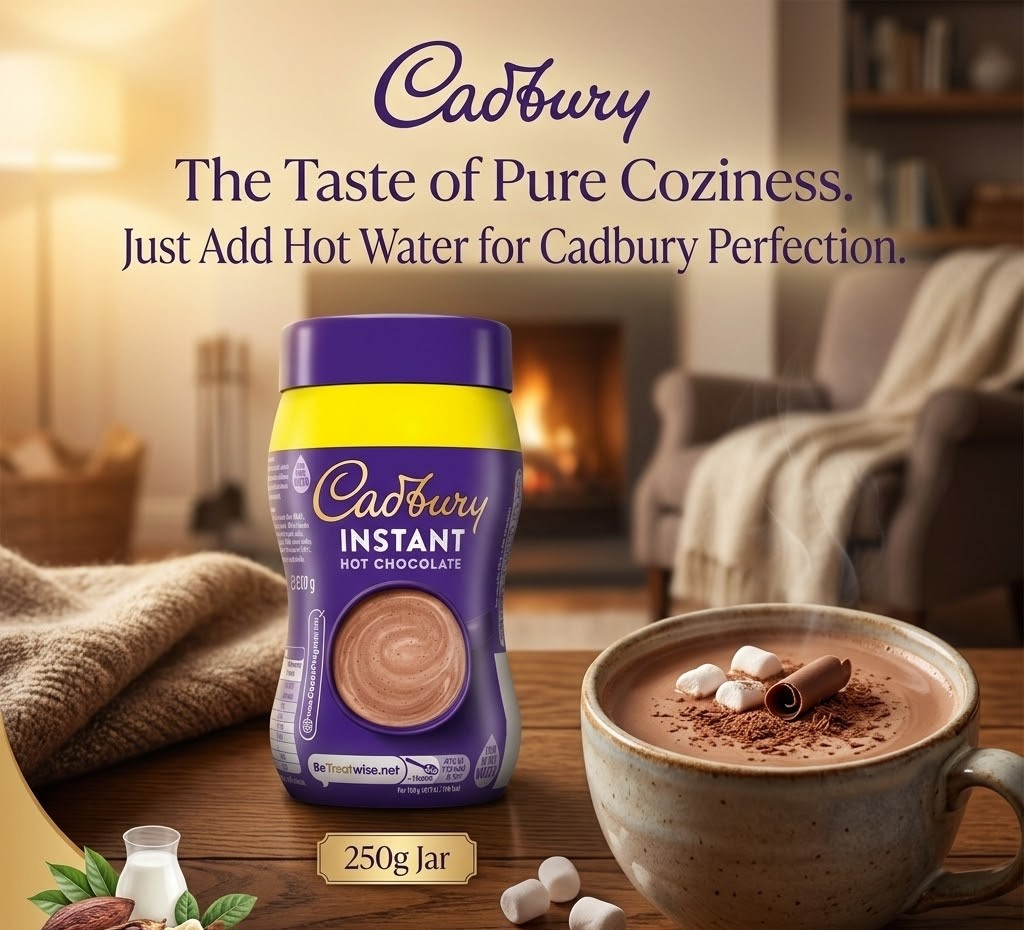 250g x 6 Pack Cadbury Instant Hot Chocolate Powder Drink Jar - Vegetarian