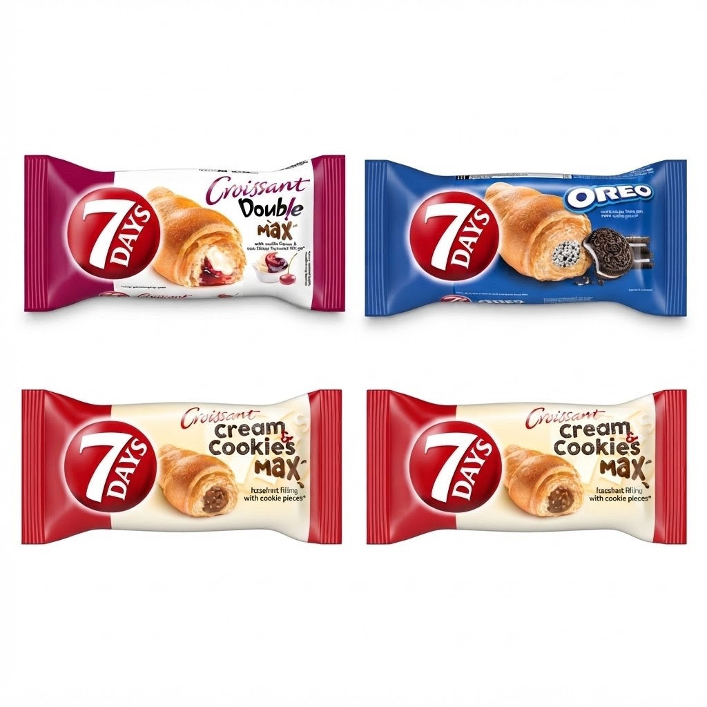80g x 20 7Days Croissants Assorted Flavours Oreo Vanilla Hazelnut Coconut Cherry