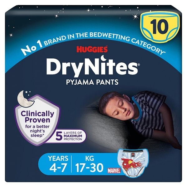 Huggies DryNites Bedwetting Pyjama Pants Age 4-7 17-30kg Bulk Case Multi Pack