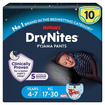 Huggies DryNites Bedwetting Pyjama Pants Age 4-7 17-30kg Bulk Case Multi Pack