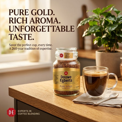 95g × 6 Douwe Egberts Pure Gold Instant Coffee Glass Jar Medium Roast Strength
