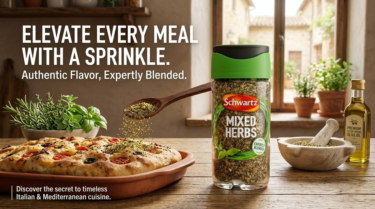 6 x 11g Schwartz Mixed Herbs Jar Blended Marjoram Basil Oregano Thyme Seasoning