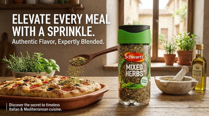 6 x 11g Schwartz Mixed Herbs Jar Blended Marjoram Basil Oregano Thyme Seasoning
