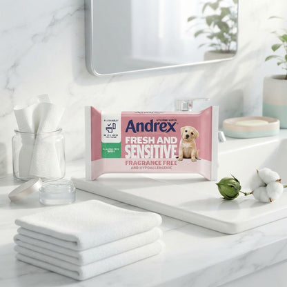 12x 30s Andrex Fresh & Sensitive Moist Toilet Tissue Wipes Flushable & Fragrance