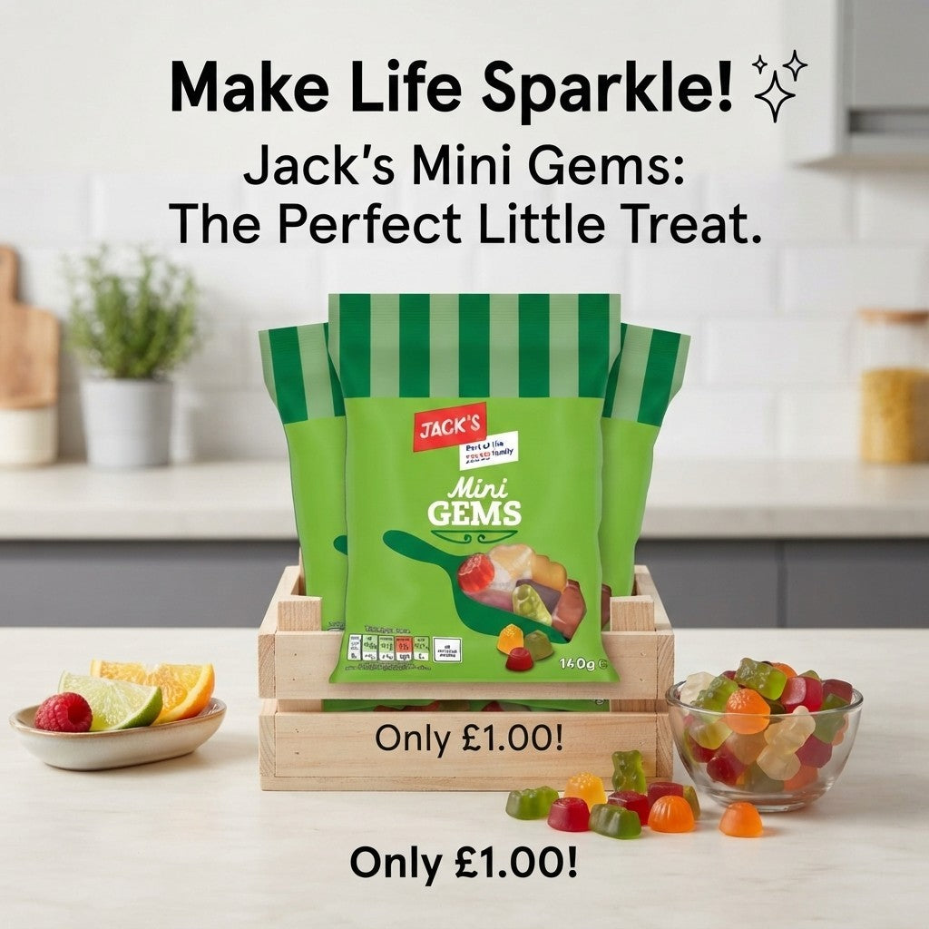 10x 140g Jack's Mini Gems Chewy Fruit Jelly Sweets Bulk Case
