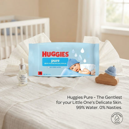 10x Huggies Pure Baby Wipes 99% Pure Water Sensitive Skin