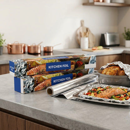 6 Essentially Catering Kitchen Foil 90m Heavy Duty Aluminium Wrap Case Pack