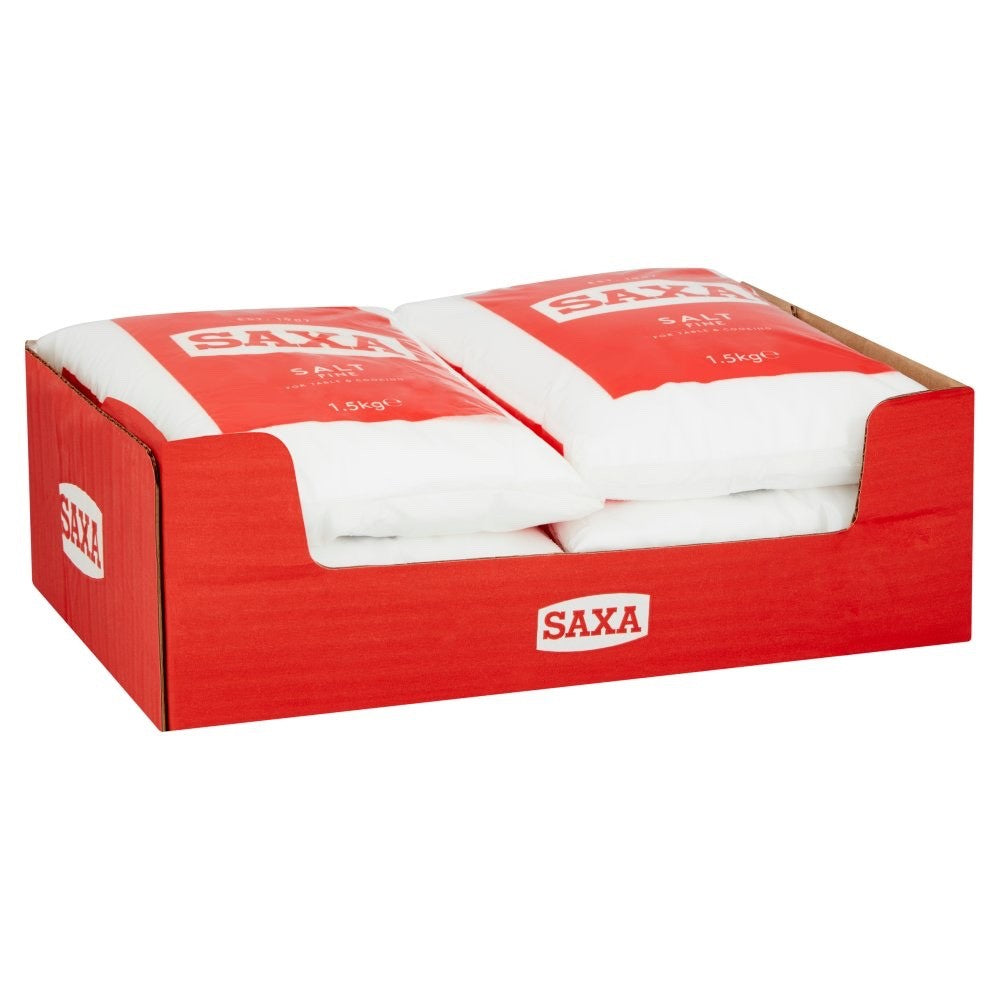 6 x 1.5 kg Pack Saxa Fine Table & Cooking Salt All Purpose Pantry Essential