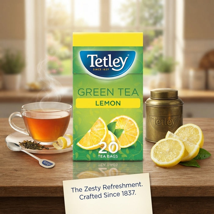 20s 40g 4 Pack Bundle Total 80 BagsTetley Lemon Green Tea Bags Zesty Refreshment