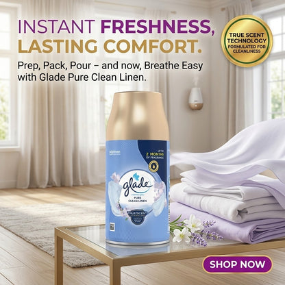 Glade Automatic Spray Refill Pure Clean Linen Air Freshener 269ml 4 Pack