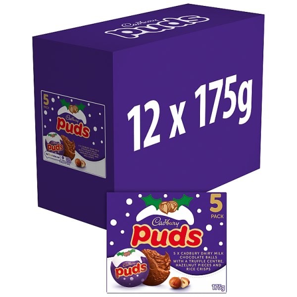 12 x 175g (5 x 35g) Cadbury Dairy Milk Chocolate Christmas Puds Multipack Sweets