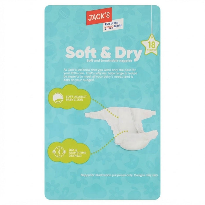 3x Jacks Soft & Dry Size 3 Nappies 18 Pack Bulk Case Multi Pack Baby Care