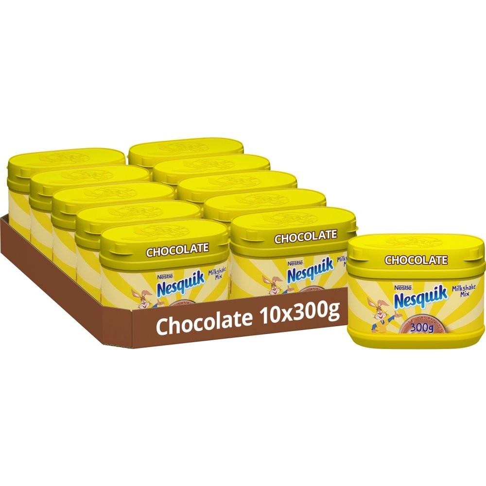 10x Nesquik Chocolate Milkshake Powder Tubs 300g Wholesale Case