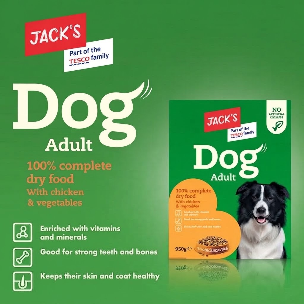 950g x 5 Pack-Jack's Adult Dry Dog Food | Beef or Chicken&Veg|Complete Pet food