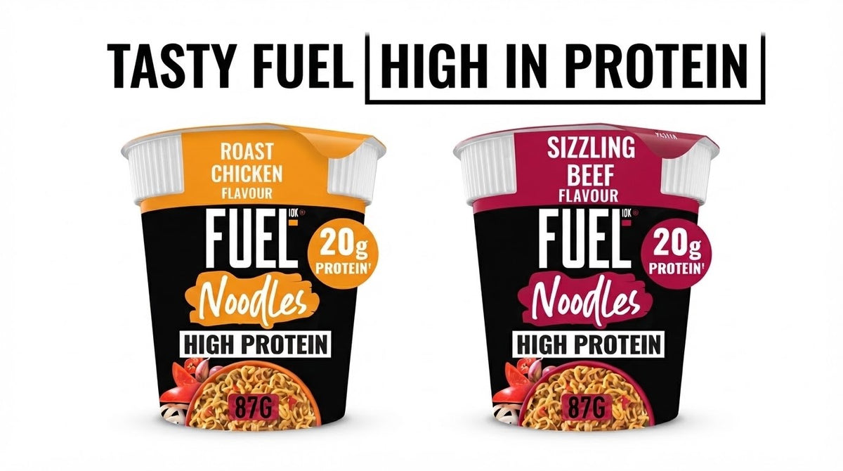 87g x 8 FUEL10K High Protein Instant Noodles Pot Sizzling Beef & Roast Chicken