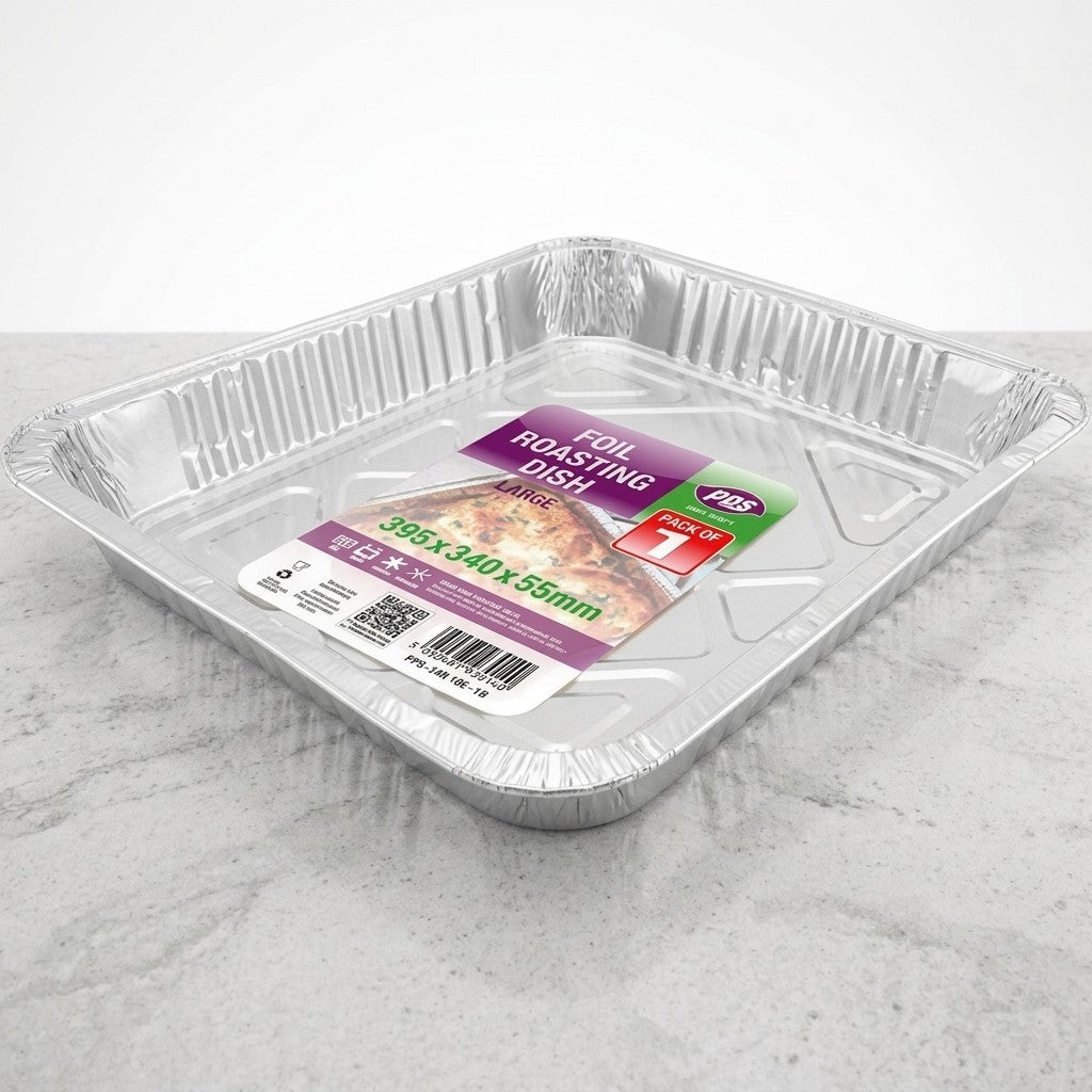 Large Foil Roasting Pans Disposable Heavy Duty Aluminium Bake Dish 395x340x55mm