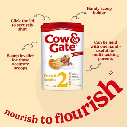 6x 200g Cow & Gate 2 Follow On Baby Milk Formula Powder 6-12 Months
