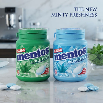 Mentos Sugarfree Chewing Gum Jars 40 Pieces Spearmint & Peppermint - Bulk