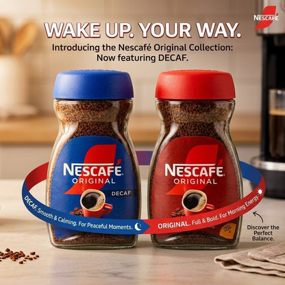 NESCAFE Original / Decaf Instant Coffee Jar 95g Full Bold Flavour Pack