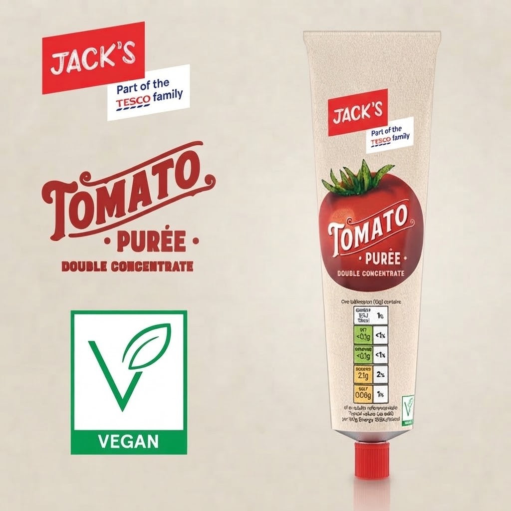 200g x 12 Packs Jack's Tomato Purée Double Concentrate Vegan Cooking Tube