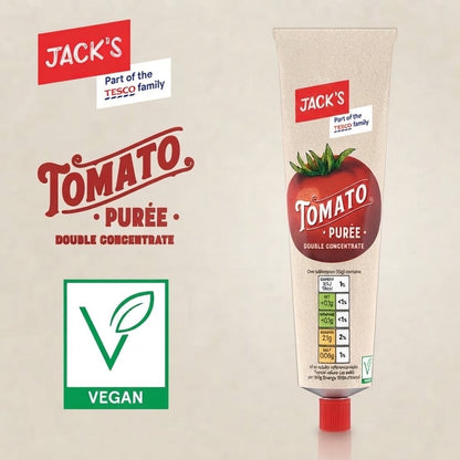 200g x 12 Packs Jack's Tomato Purée Double Concentrate Vegan Cooking Tube