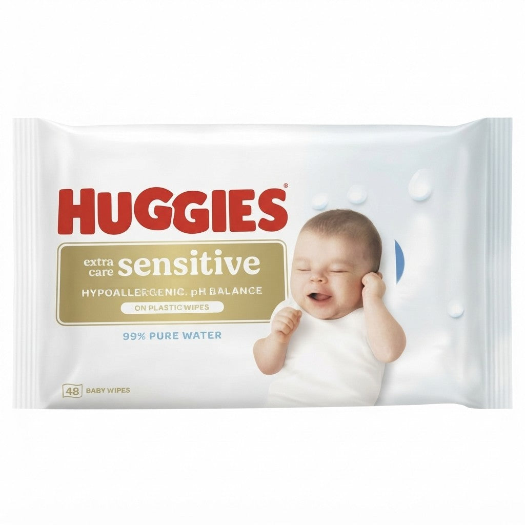 8x 48s Huggies Sensitive Extra Care Baby Wipes 99% Pure Water