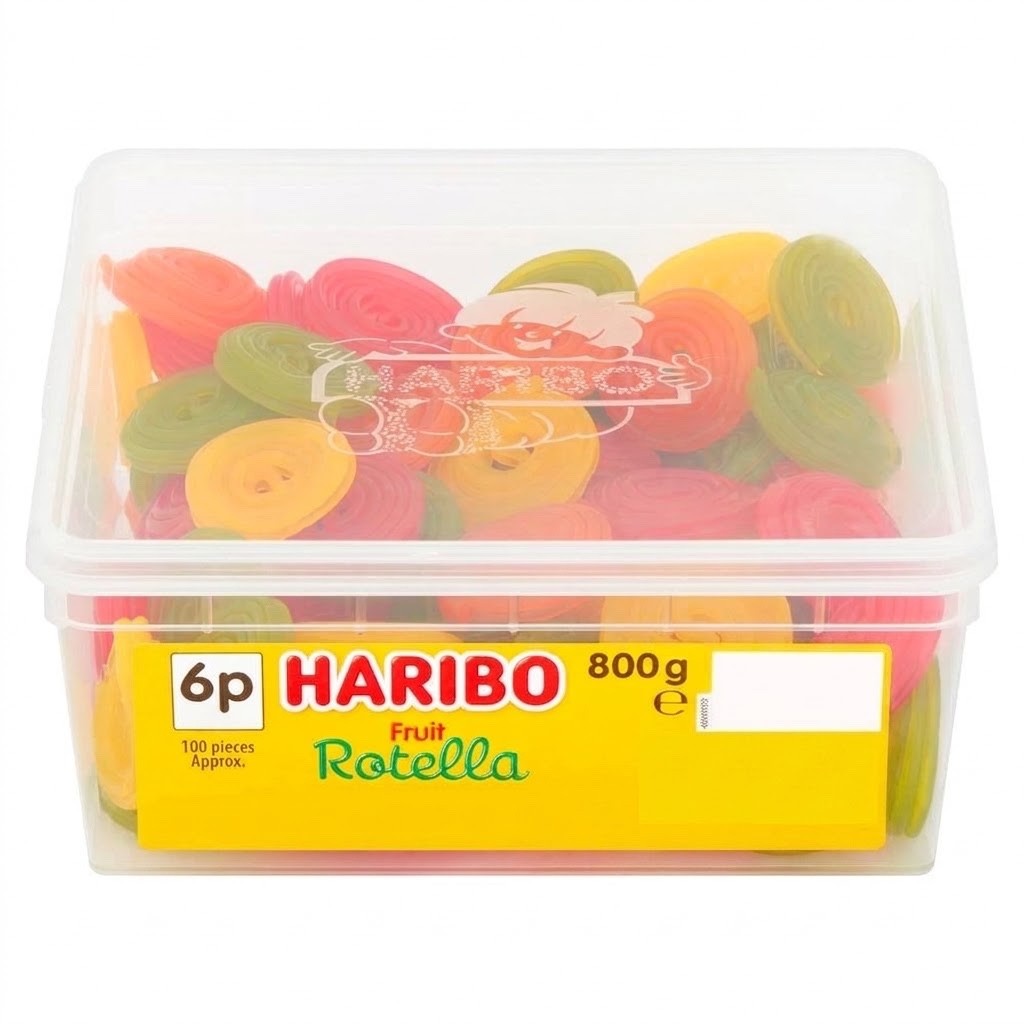 800g HARIBO Fruit Rotella Tub Sweets Bulk Gummy Candy Suitable for Vegetarians
