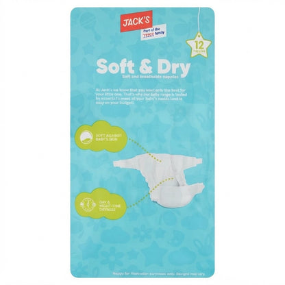 3x Jacks Soft & Dry Size 6 Nappies 12 Pack Case of 3 Multi Pack Baby Care