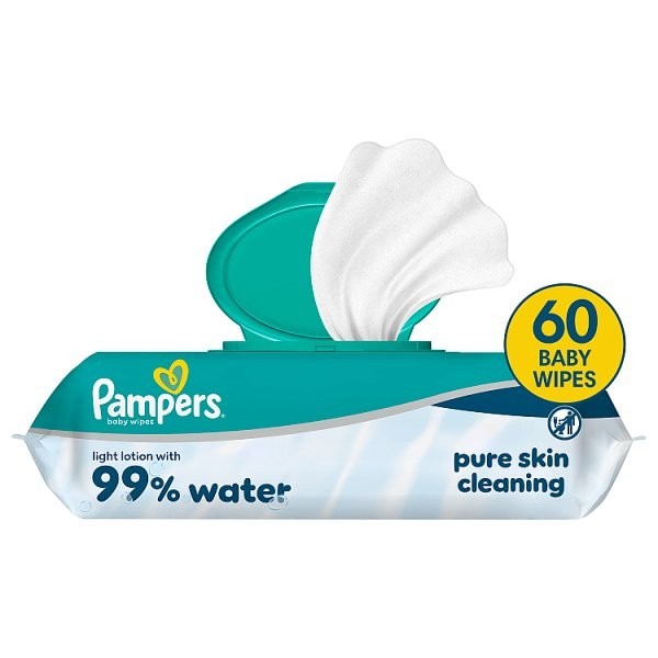 12x 60s ampers Baby Wipes 99% Water Light Lotion Pure Skin
