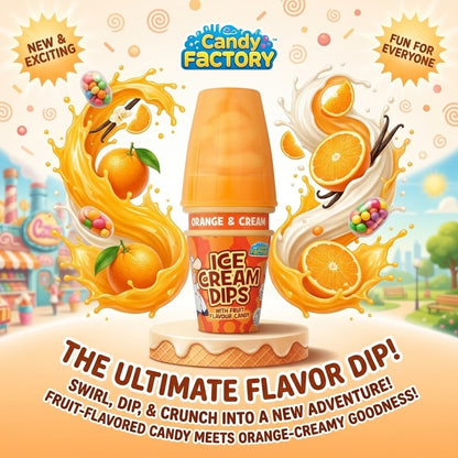 24 x Candy Factory Ice Cream Dips Hard Candy Lollipop Fruit Flavour Dip Sweets