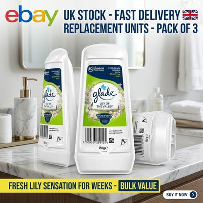 8 x Glade Solid Gel Room Air Freshener Lily of the Valley 150g Odour Absorber