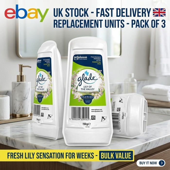 8 x Glade Solid Gel Room Air Freshener Lily of the Valley 150g Odour Absorber