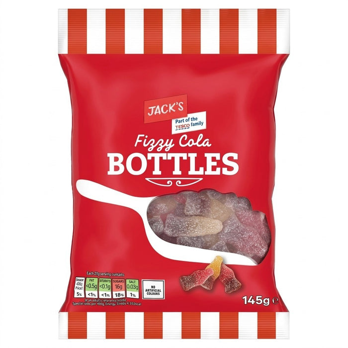 10x 145g Jack's Fizzy Cola Bottles Chewy Sweetshop Cola Sweets