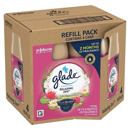 269ml x 4 Glade Automatic Spray Refill Relaxing Zen Air Freshener Canister