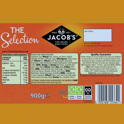 900g Jacob's Biscuits for Cheese Selection – 8 Cracker Varieties Bulk Box