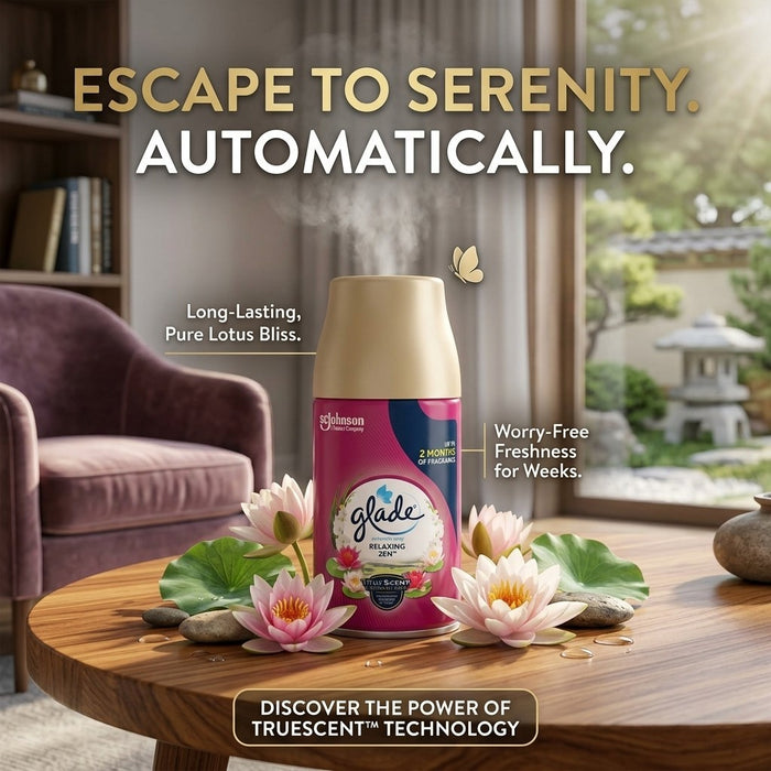 4x Glade Automatic Spray Refill Relaxing Zen Air Freshener 269ml Can