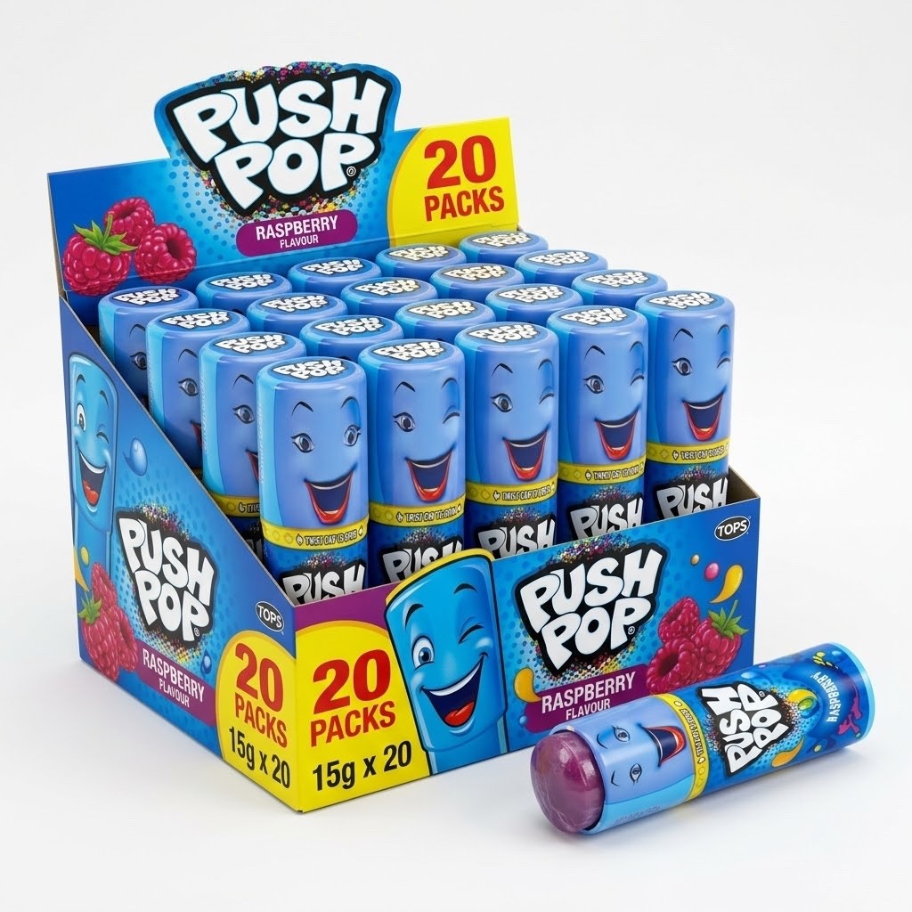 15g x 20 Pack Push Pop Hard Candy Tub Raspberry Watermelon Sweets Party