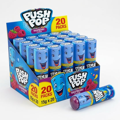 15g x 20 Pack Push Pop Hard Candy Tub Raspberry Watermelon Sweets Party