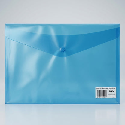 Tiger A4 Stud Wallet Plastic Document Folders Assorted Colors - Pack of 5