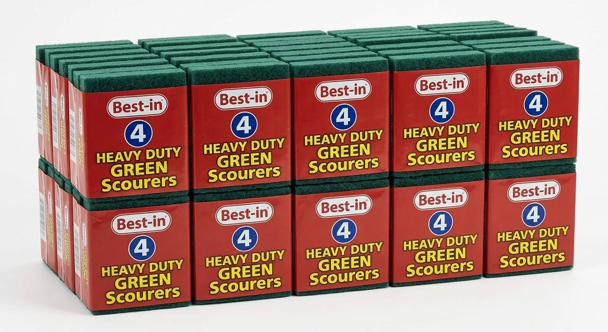 4pk × 10 Bestin Heavy duty Green Scourer - Bulk Pack