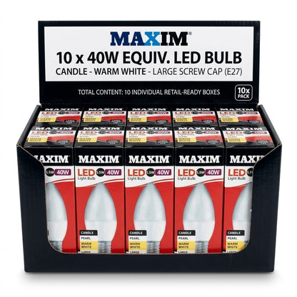 Maxim Clear Candle Light Bulbs 10 x 40W SES E14 Dimmable 240V