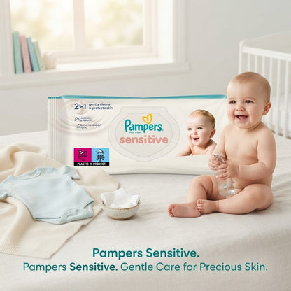 12x 52s Pampers Sensitive Baby WipesTotal 624 Wipes Bulk Buy Fragrance Free