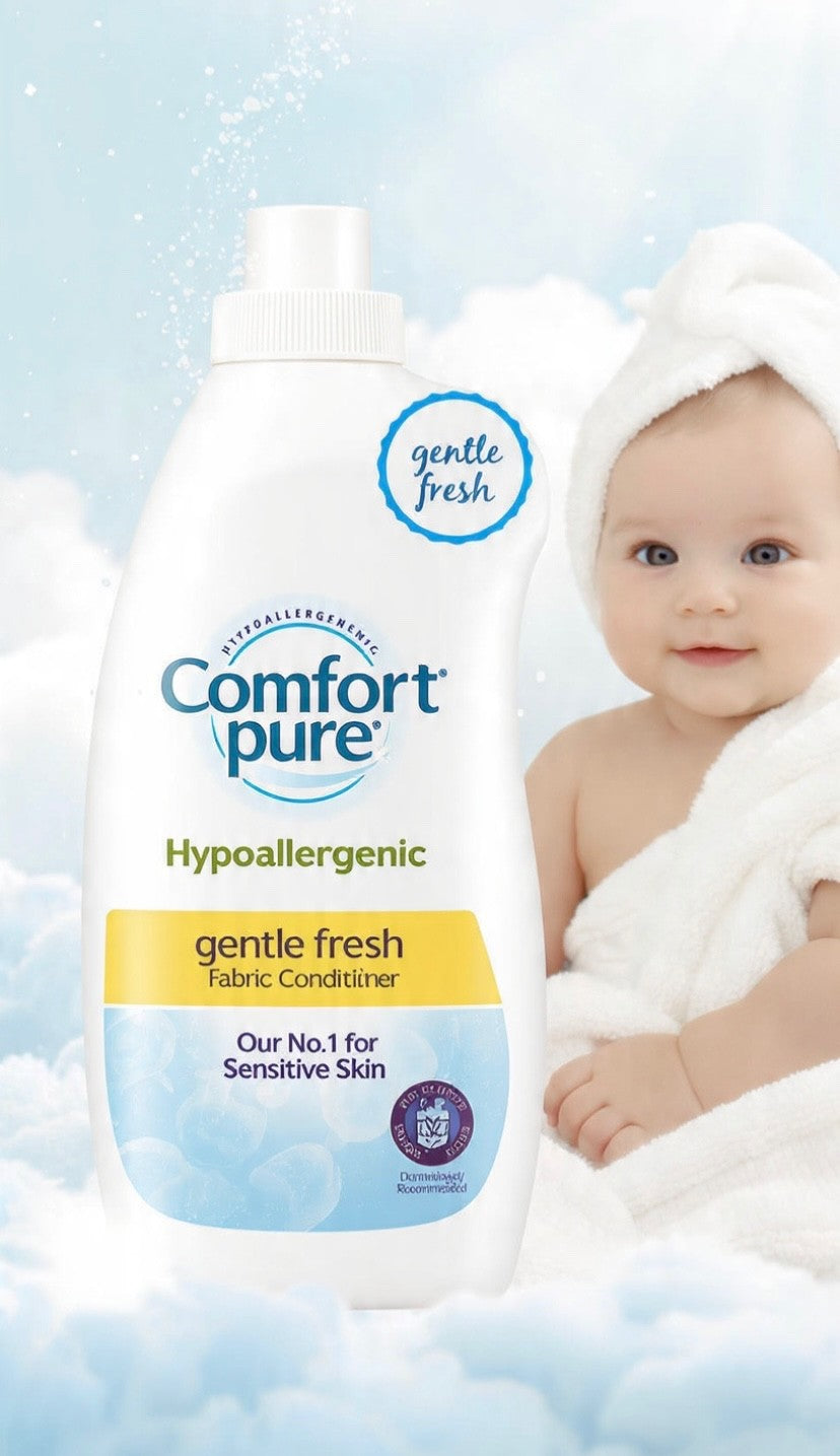930ml x 8 Comfort Pure Fabric Conditioner - Hypoallergenic Laundry Softener