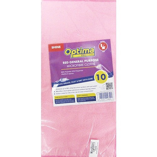 10s × 10 Pck Microfibre Cloth Red - Bulk